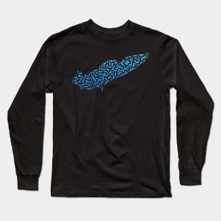 Lake Erie Outline Maze & Labyrinth Long Sleeve T-Shirt